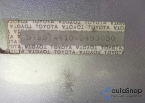 2004 Toyota Tundra Sr5 V8 из США, поврежденный, VIN 5TBDT44104S453050